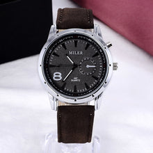Load image into Gallery viewer, Miler Men Watches Top Brand Fashion Men's Leather Wrist watch Quartz Mens Watch Male Clock relogio masculino erkek kol saati