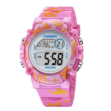 Load image into Gallery viewer, Navy Blue Camouflage Kids Watches LED Colorful Flash Digital Waterproof Clock For Boys Girls Date Week Creative Children's Watch