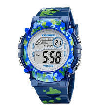 Load image into Gallery viewer, Navy Blue Camouflage Kids Watches LED Colorful Flash Digital Waterproof Clock For Boys Girls Date Week Creative Children's Watch
