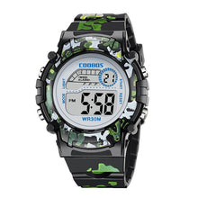Load image into Gallery viewer, Navy Blue Camouflage Kids Watches LED Colorful Flash Digital Waterproof Clock For Boys Girls Date Week Creative Children's Watch