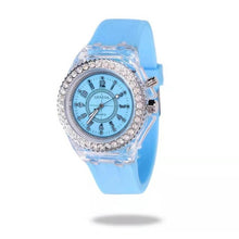 Load image into Gallery viewer, 2019 led Flash Luminous Watch Personality trends students lovers jellies woman men's watches 7 color light WristWatch best Gifts
