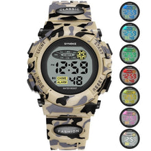 Load image into Gallery viewer, SYNOKE Sports Military Kids Digital Watches Student Children's Watch Fashion Luminous Led Alarm Camouflage Green Boy Clock