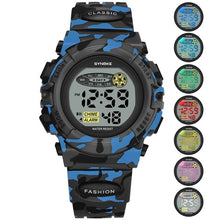 Load image into Gallery viewer, SYNOKE Sports Military Kids Digital Watches Student Children's Watch Fashion Luminous Led Alarm Camouflage Green Boy Clock