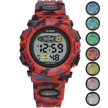 Load image into Gallery viewer, SYNOKE Sports Military Kids Digital Watches Student Children's Watch Fashion Luminous Led Alarm Camouflage Green Boy Clock