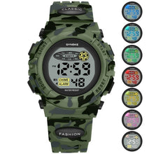 Load image into Gallery viewer, SYNOKE Sports Military Kids Digital Watches Student Children's Watch Fashion Luminous Led Alarm Camouflage Green Boy Clock
