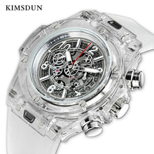 Load image into Gallery viewer, KIMSDUN Brand Men Watch Quartz Watch Skeleton Transparent Silicone Men's Sports Watch Water Resistant Chronograph Mens Watches