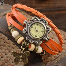 Load image into Gallery viewer, Women's Casual Vintage Multilayer Butterfly Faux Leather Bracelet Wrist Watch Ladies Female Clock Montre Femme Relogios 2017 Hot