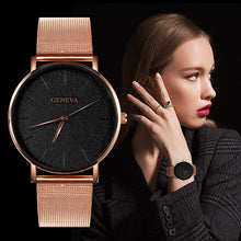 Load image into Gallery viewer, GENEVA Ultra-thin Women's Watch Business Watch Women Luxury Saat Rose Gold Mesh Stainless Steel Women's Watches Female Clock